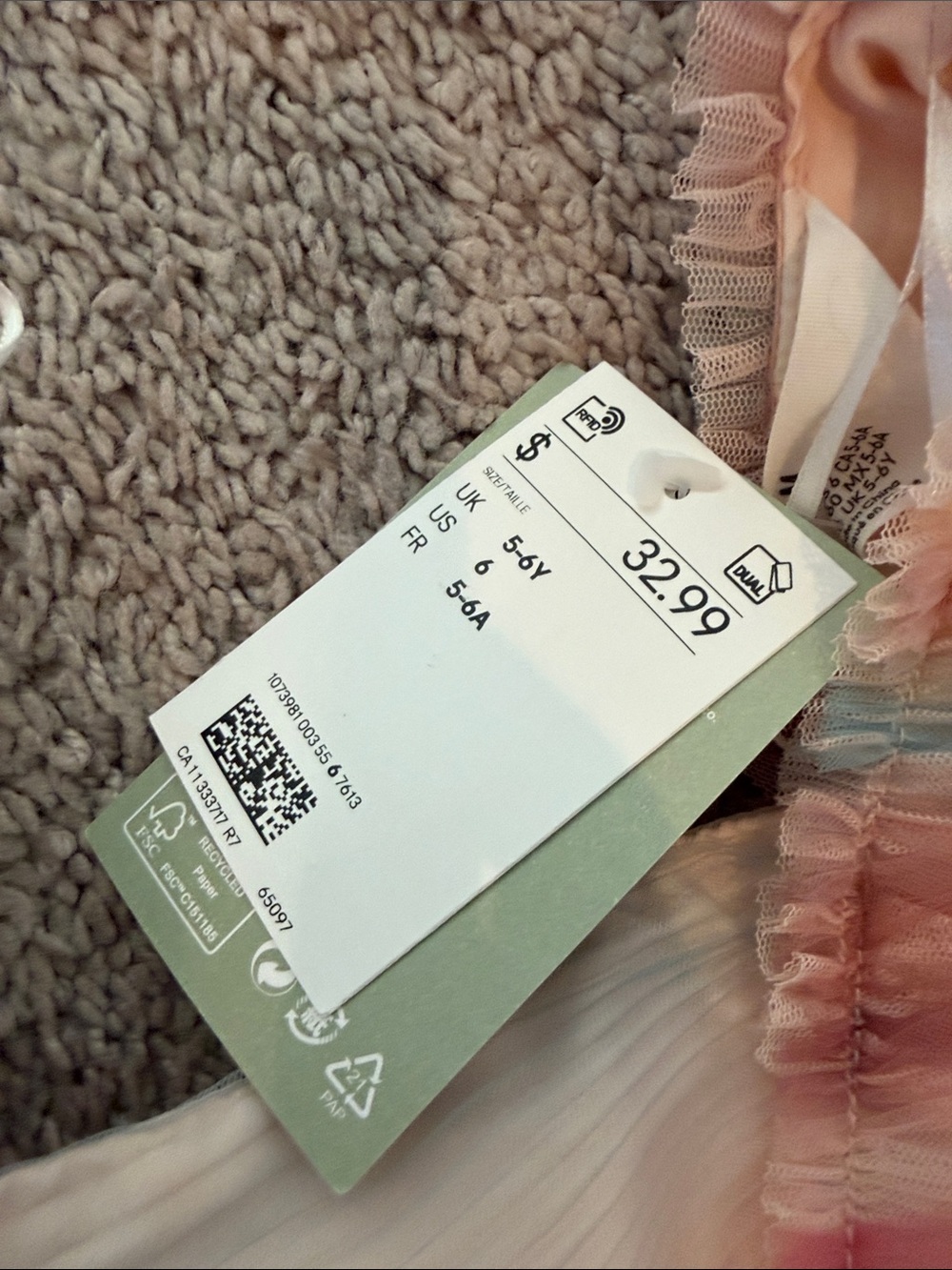 H&M Pastel Rainbow Tulle Formal Dress - Pink, Yellow, Blue for Girls - Picture 2 of 6